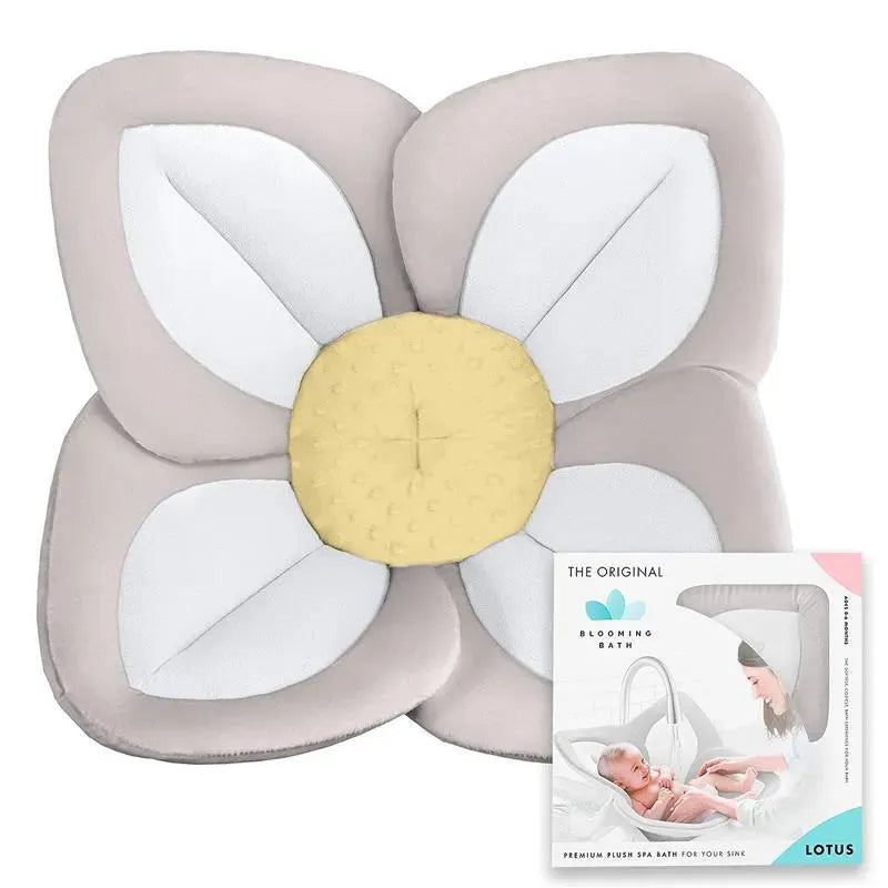 Blooming Bath - Almofada de banheira para pia de bebê Lotus Plush Minky, cinza