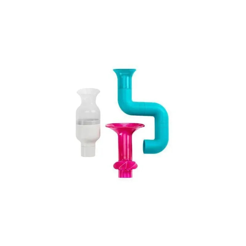 Conjunto de brinquedos de banho Boon Tubes Builder, azul/branco/rosa