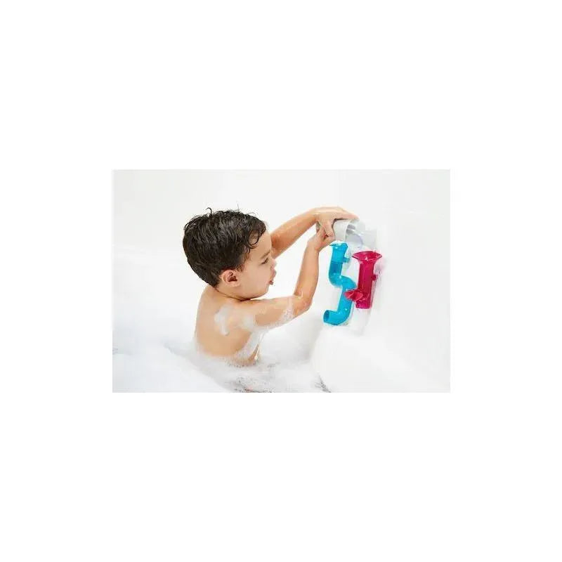 Conjunto de brinquedos de banho Boon Tubes Builder, azul/branco/rosa