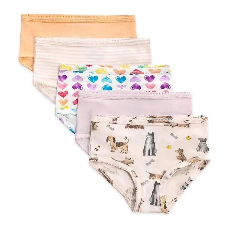 Burts Bees - 5Pk Puppy Party e roupa íntima Rainbow Hearts, Puppy Party