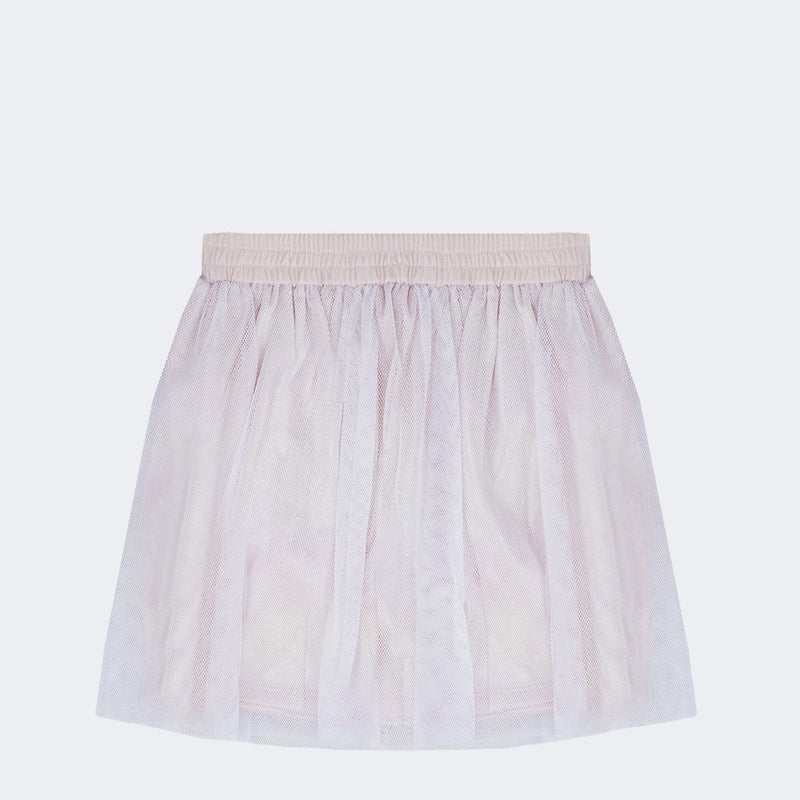 Saia Infantil em Tule Pampili com Strass Off White Rosa Holográfico