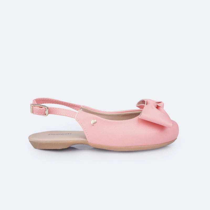 Sapatilha Slingback Pampili Bailarina Laço Pêssego