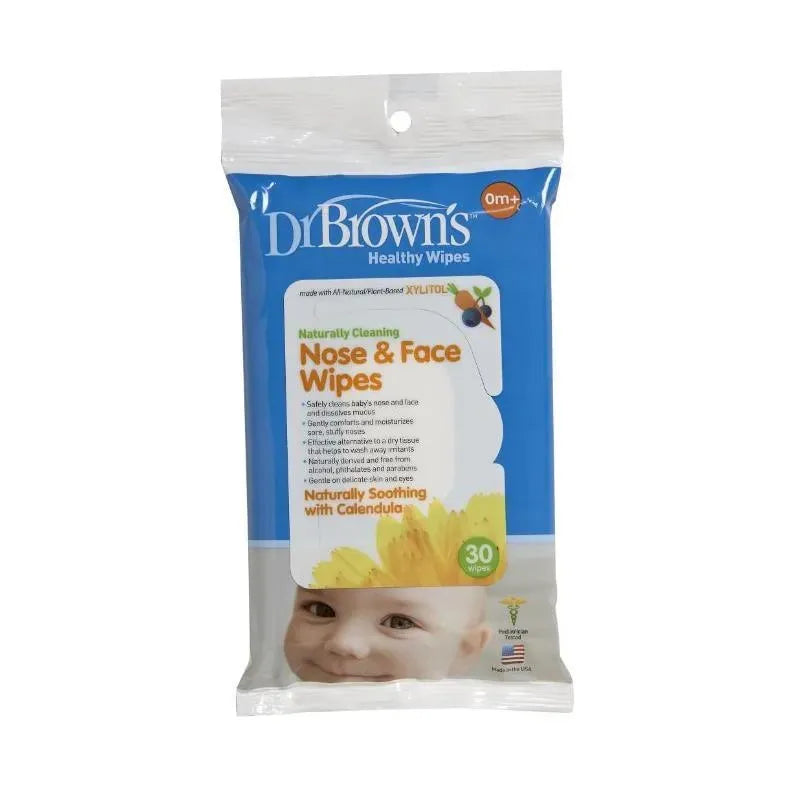 Dr. Brown Natural Flow toalhetes de nariz e rosto 30-Pacote