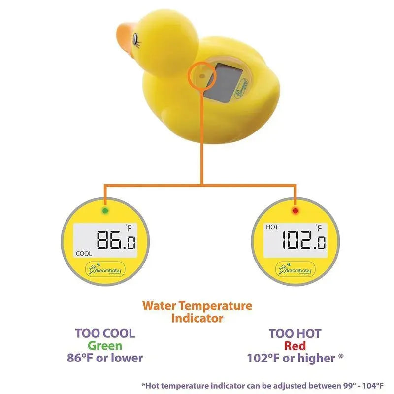 Dreambaby - Monitor de segurança de temperatura de brinquedo flutuante, pato amarelo