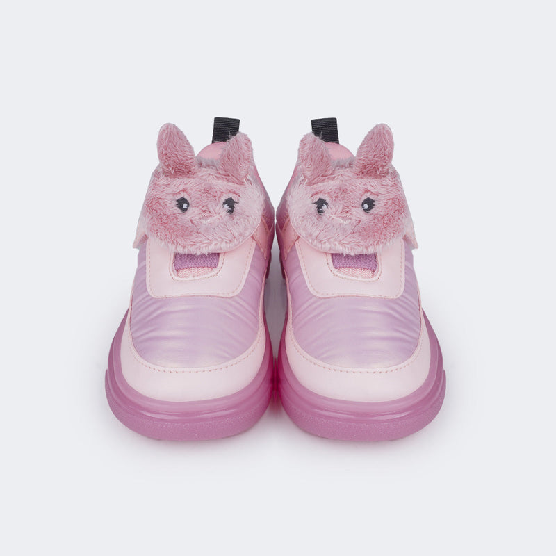 Tênis de Led Infantil Pampili Sneaker Luz Coelho Comfy Rosa Giz