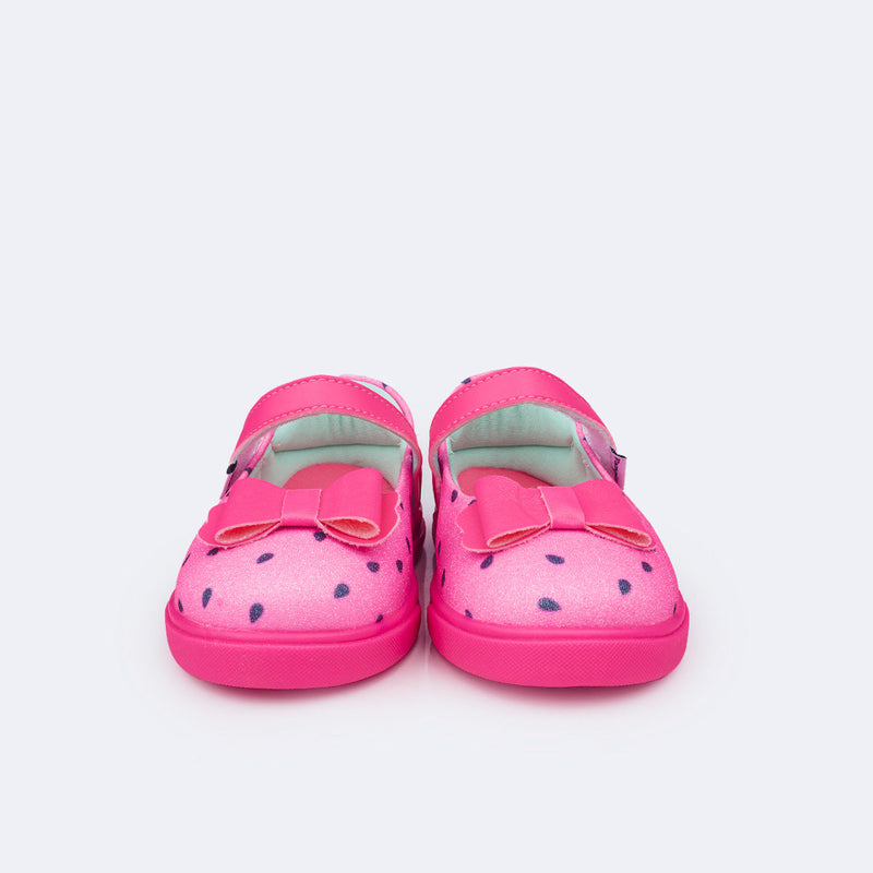 Tênis Infantil Pampili Pom Pom Mary Jane Melancia Pink Fluor