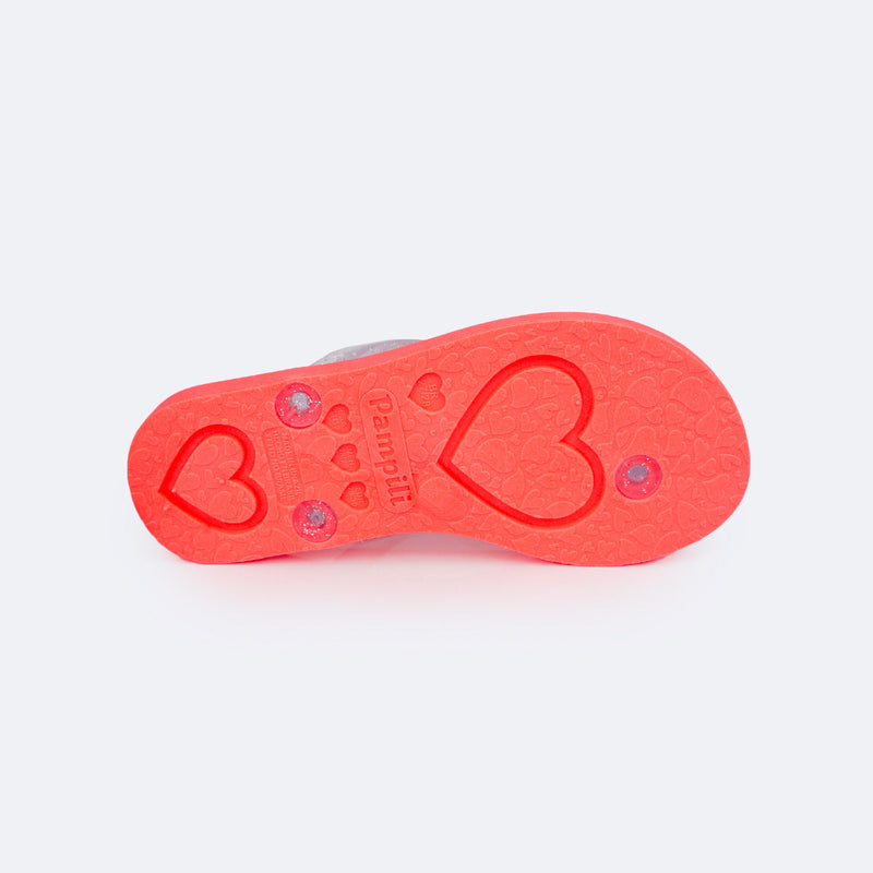 Chinelo Infantil Pampili Love Coral Luz - Vem com necessaire!