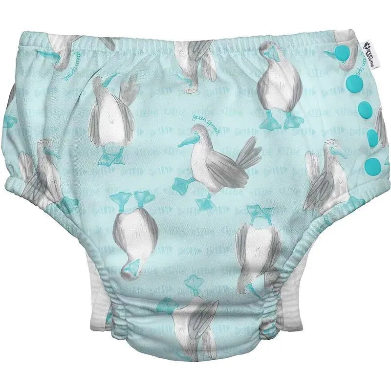 Green Sprouts - Fralda Reutilizável Eco Snap Swim, Light Aqua Blue