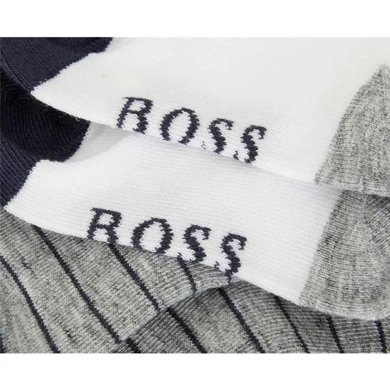 Hugo Boss - Pacote de 2 meias, branco/cinza, tamanho 17