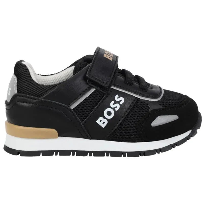 Hugo Boss Baby - Tênis de couro para menino, preto