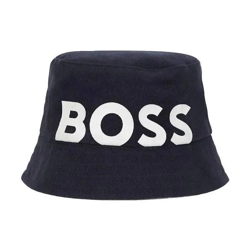 Hugo Boss Baby - Chapéu Bucket de algodão reversível, azul marinho