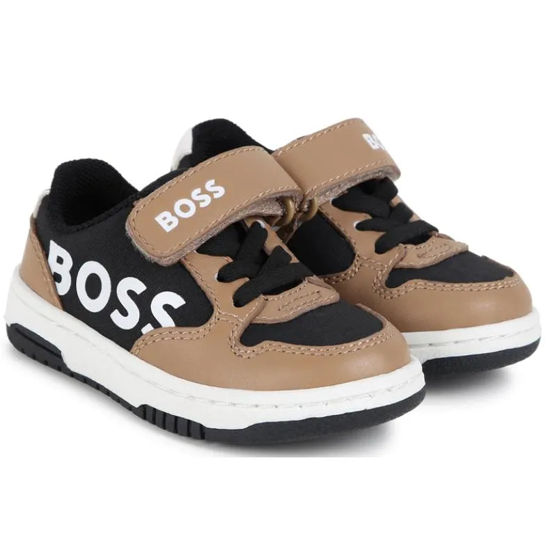 Hugo Boss Baby - Tênis em Mix Material, Preto/Bege