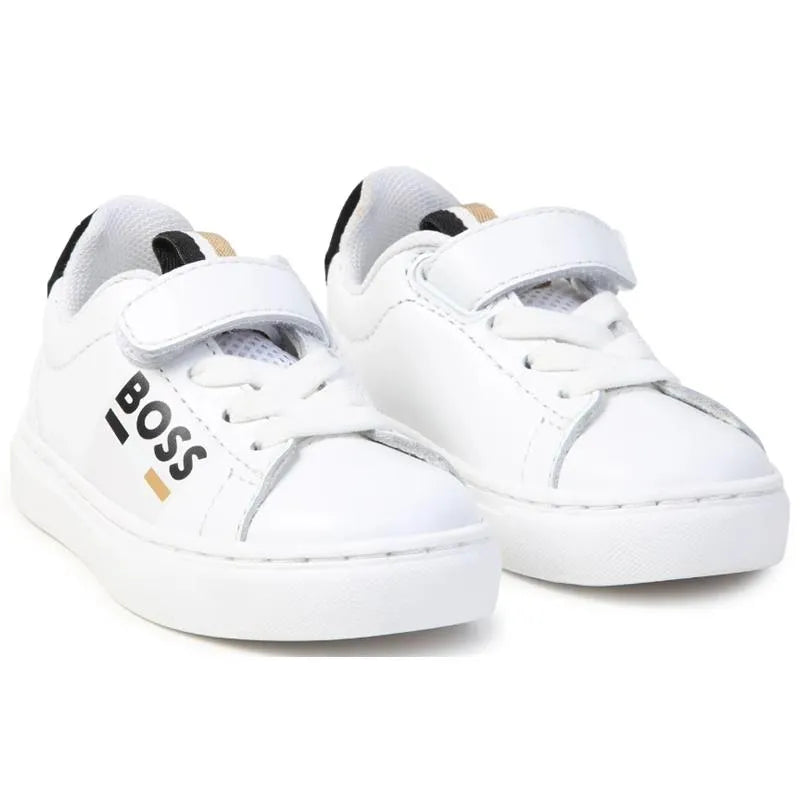 Hugo Boss Baby - Tênis Com Cadarço Elástico E Gancho, Branco