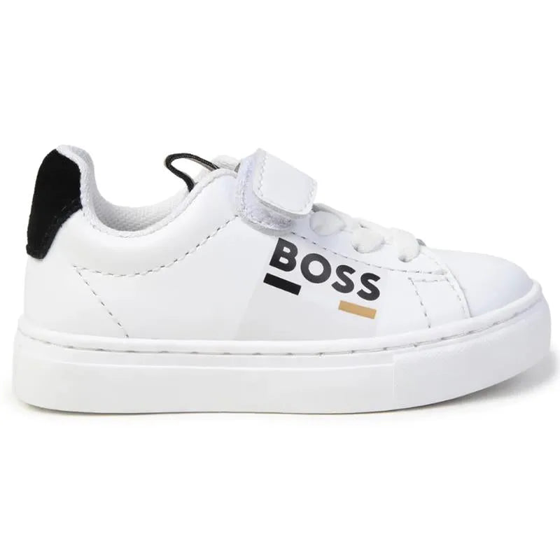 Hugo Boss Baby - Tênis Com Cadarço Elástico E Gancho, Branco