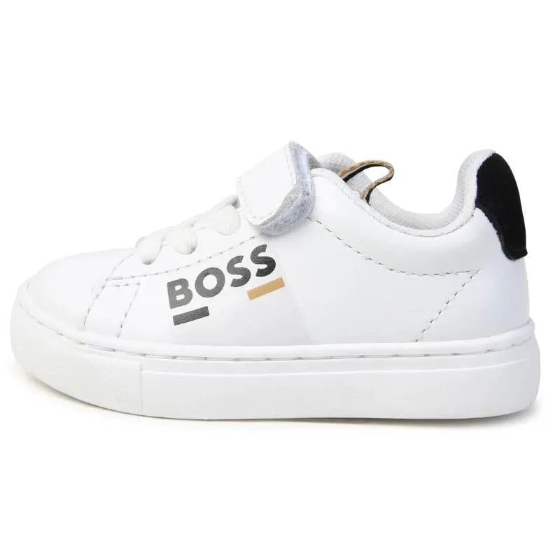 Hugo Boss Baby - Tênis Com Cadarço Elástico E Gancho, Branco