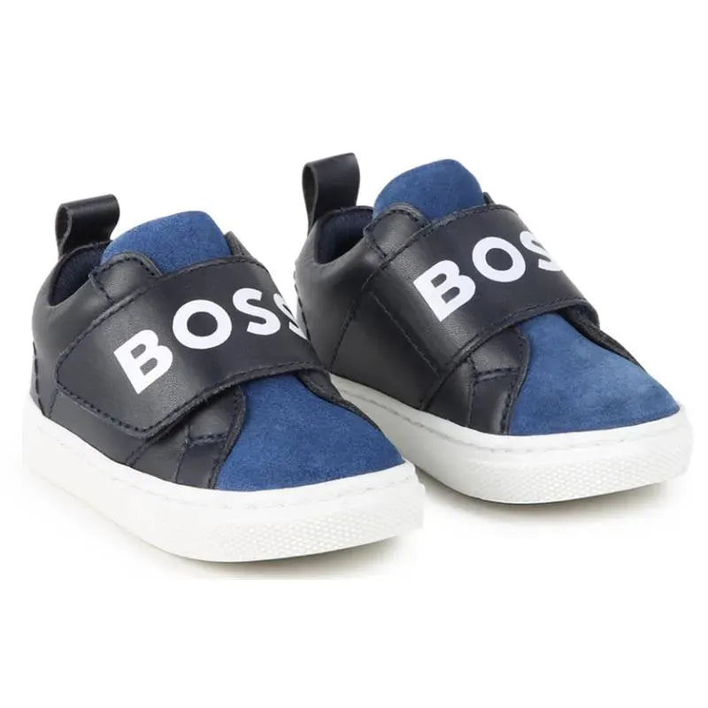 Hugo Boss Baby - Tênis Com Logotipo Elástico, Azul Marinho