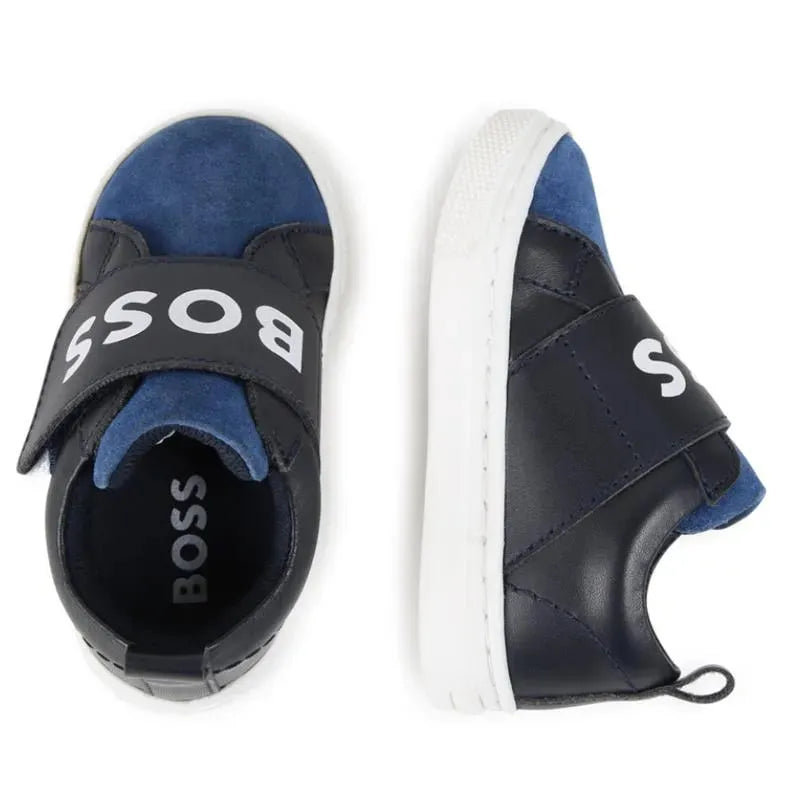 Hugo Boss Baby - Tênis Com Logotipo Elástico, Azul Marinho