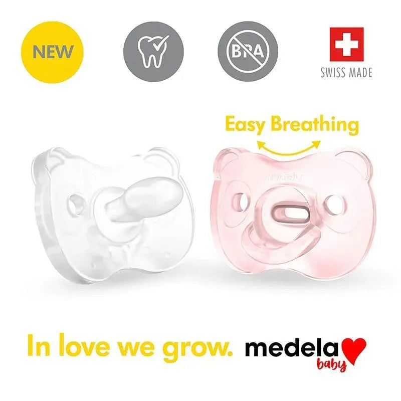 Medela - chupeta de bebê 2Pk, rosa/transparente