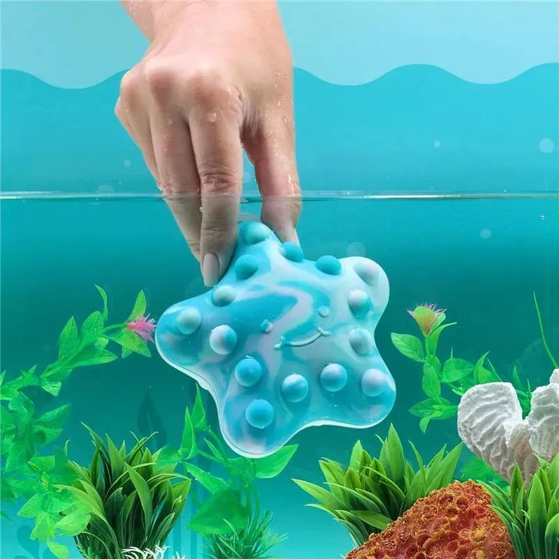 Munchkin - Brinquedo de banho Pop Squish Popping - Espremível sem mofo Sensorial Baby Fidget Starfish