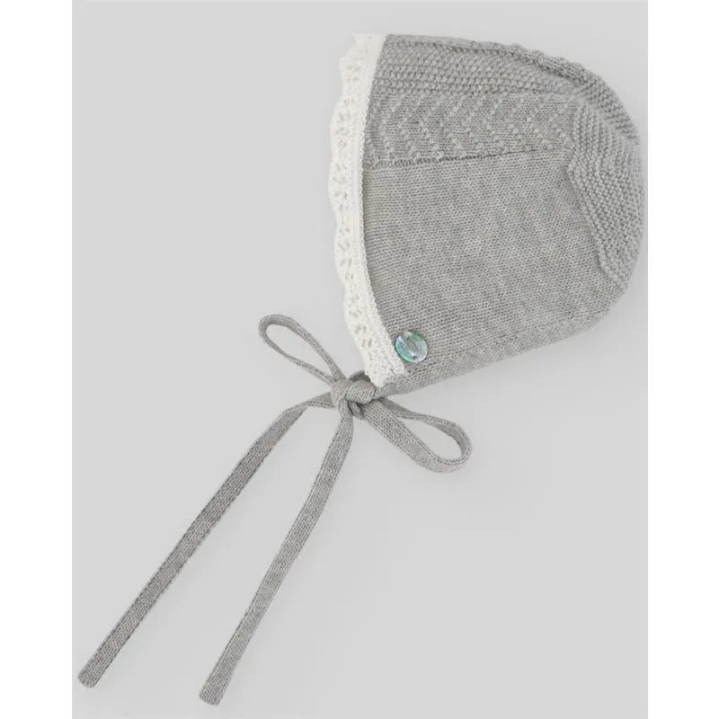 Paz Rodriguez - Baby Knit Newborn Bonnet, Cinza Pérola