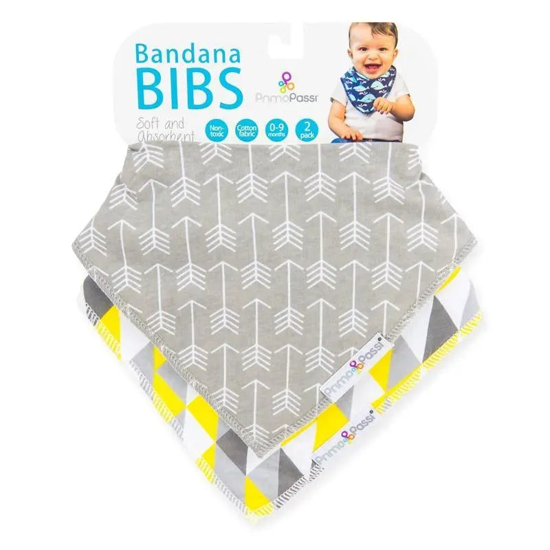 Primo Passi - Babador Bandana Seta Branca/Triângulo Amarelo 2Pk