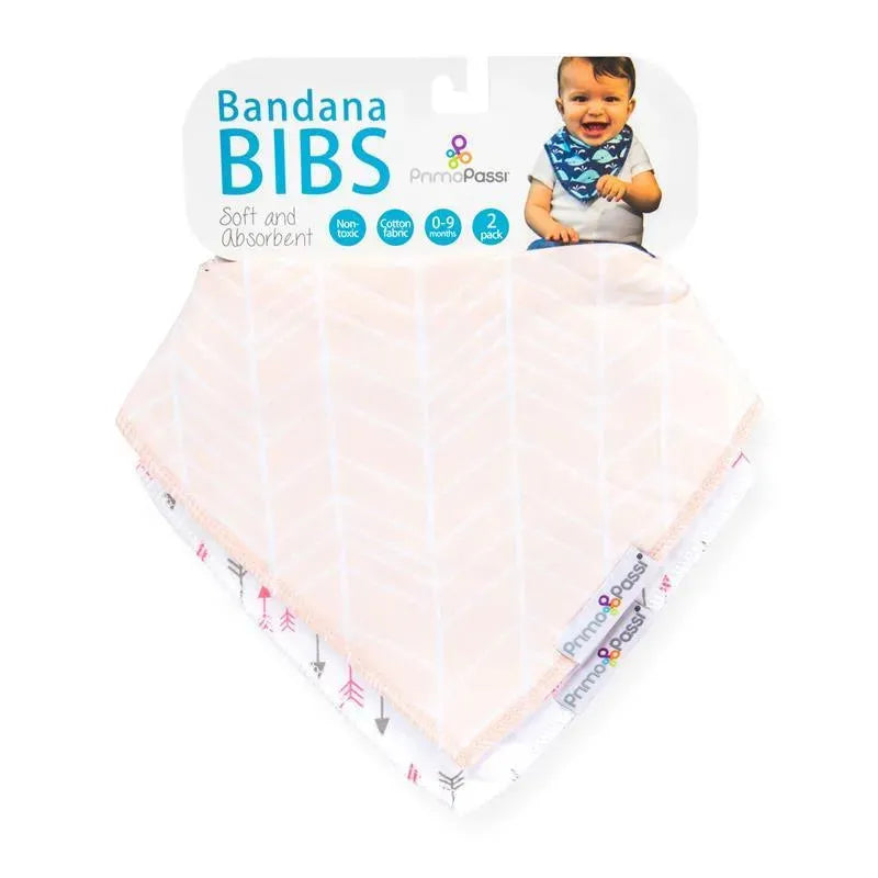 Primo Passi - babador de bandana com setas brancas/rosa 2Pk