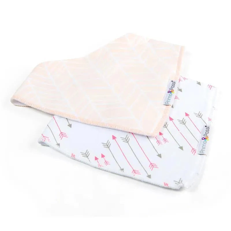 Primo Passi - babador de bandana com setas brancas/rosa 2Pk