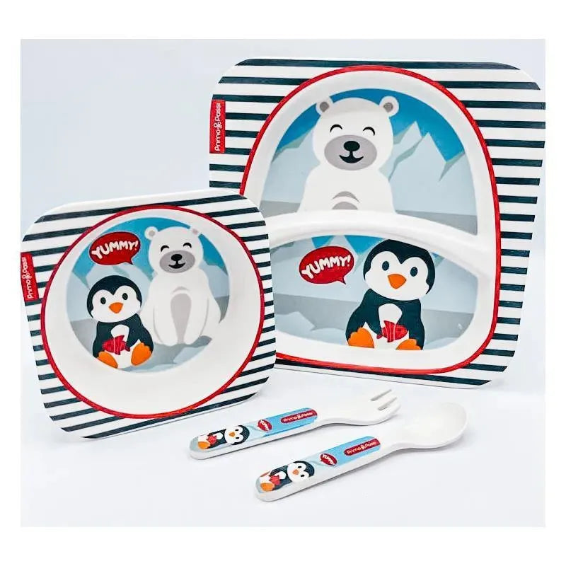 Conjunto de louça de bambu Primo Passi Kids - amigos de inverno