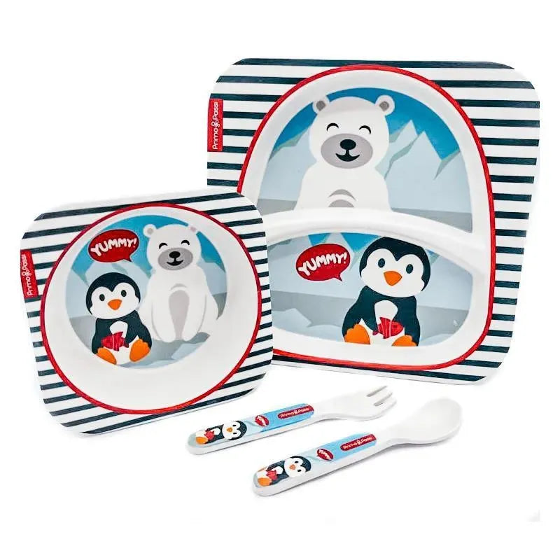 Conjunto de louça de bambu Primo Passi Kids - amigos de inverno