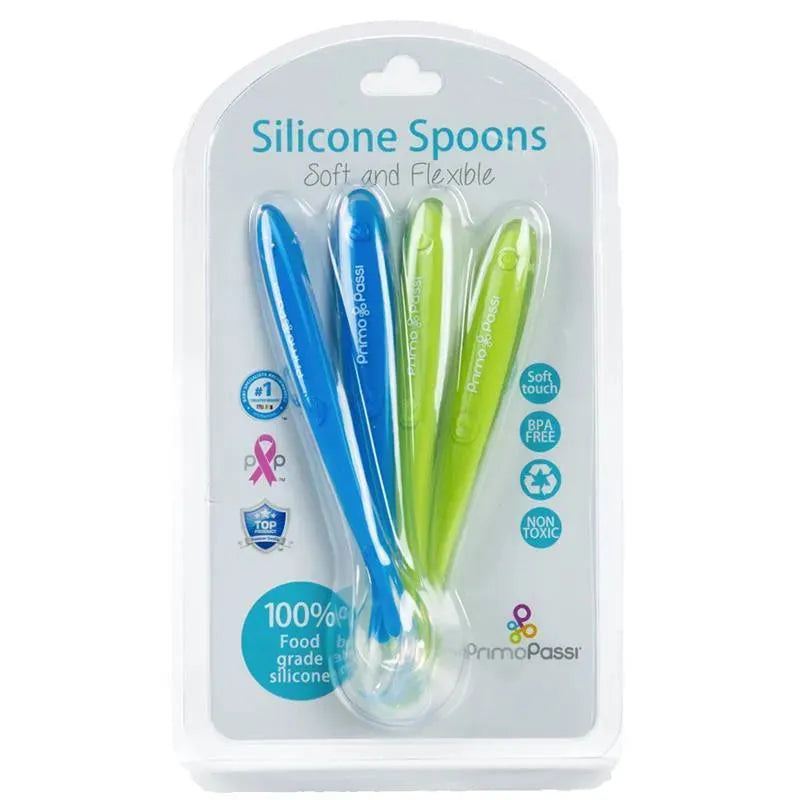 Primo Passi - Colher de Silicone 4Pk, Azul/Verde