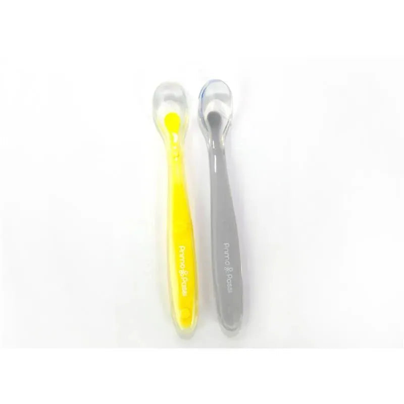 Primo Passi - Colher de Silicone 4Pk, Cinza/Amarelo