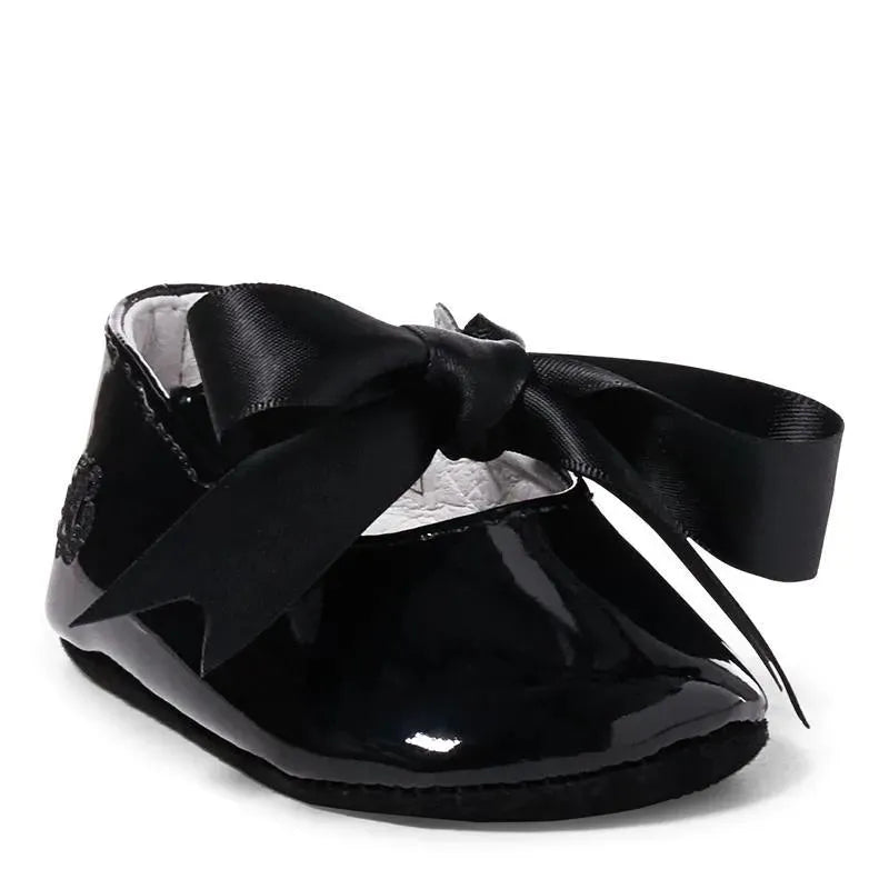 Chinelo Ralph Lauren Kids Briley de couro envernizado preto