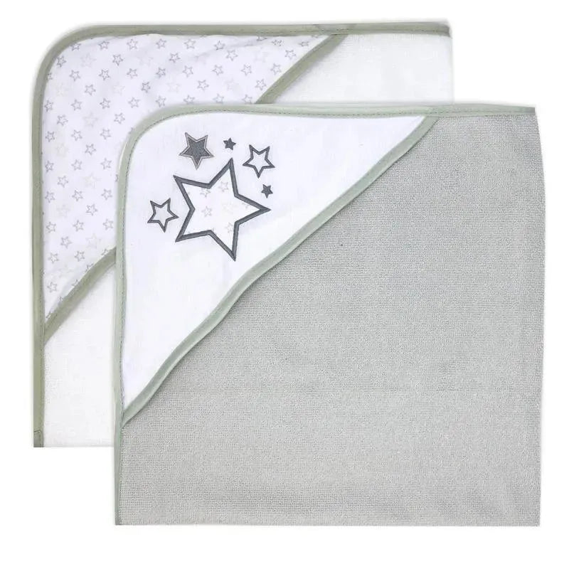 Rose Textiles - Conjunto de 2 toalhas com capuz, estrelas cinza