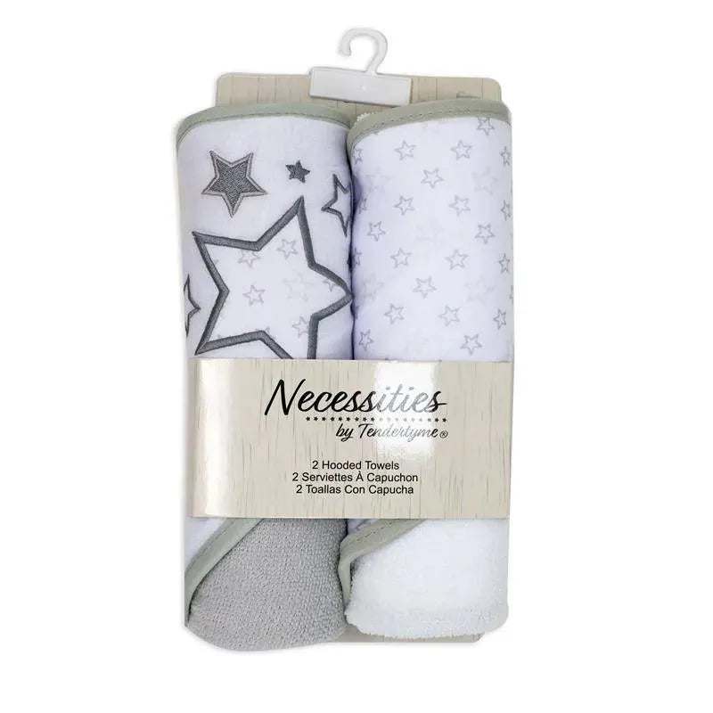 Rose Textiles - Conjunto de 2 toalhas com capuz, estrelas cinza