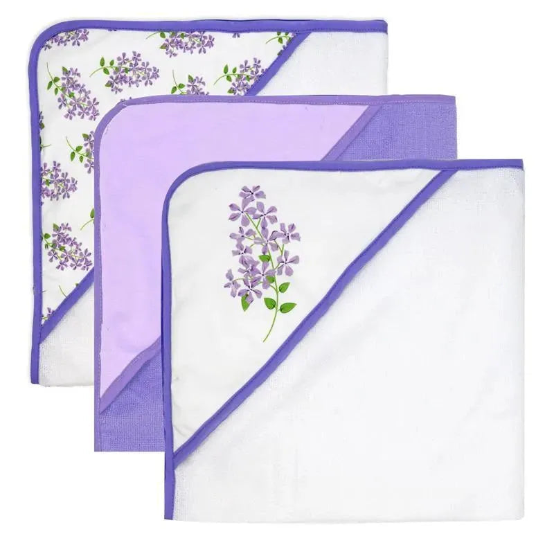 Rose Textiles - Conjunto de banho 8 unidades - 5 toalhas com capuz e 3 panos, floral roxo