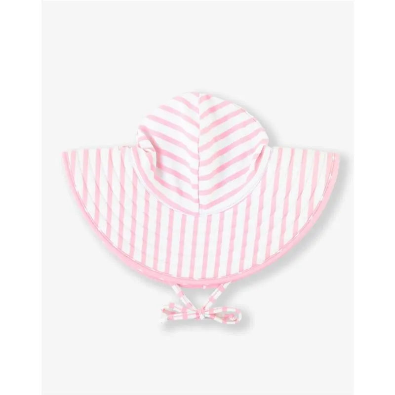 Rufflebutts - Chapéu de natação reversível com bolinhas e listras rosa