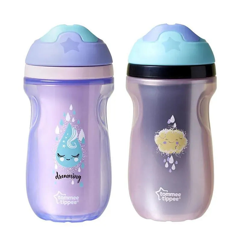 Tommee Tippee 2-Pack 9 Oz Isolado à Prova de Derramamento Copo Copo Sipper 12M+, Cores Podem Variar